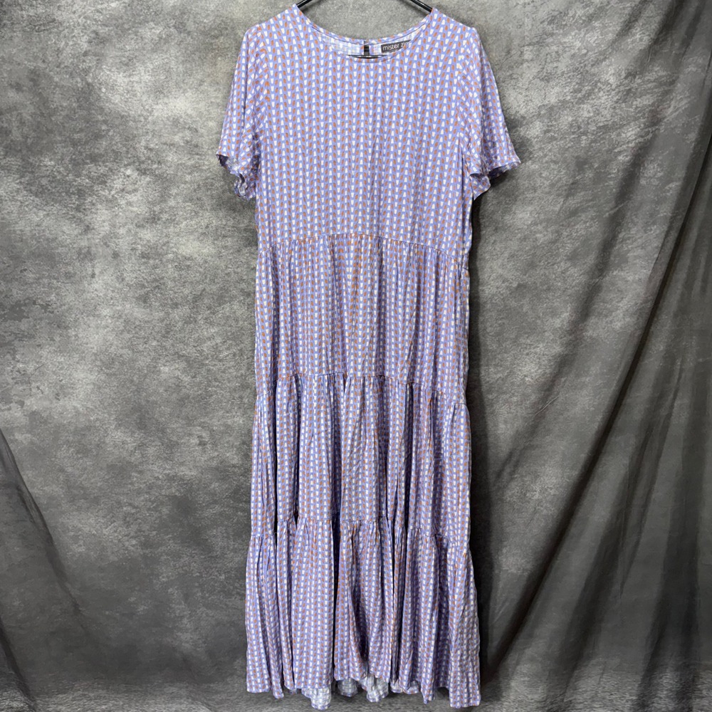Mister Zimi Tiered Maxi Dress Size 10 Periwinkle Flutter Sleeve Boho Coastal